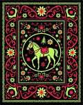 Neon Horse Circle Floral Border Rug