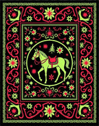 Neon Horse Circle Floral Border Rug