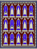Deep Blue Arched Gate Burgundy Rug