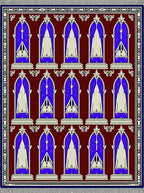 Deep Blue Arched Gate Burgundy Rug