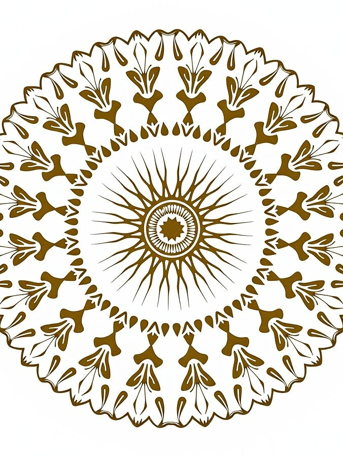 Golden Fan Medallion Radial Detail Rug
