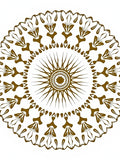 Golden Fan Medallion Radial Detail Rug