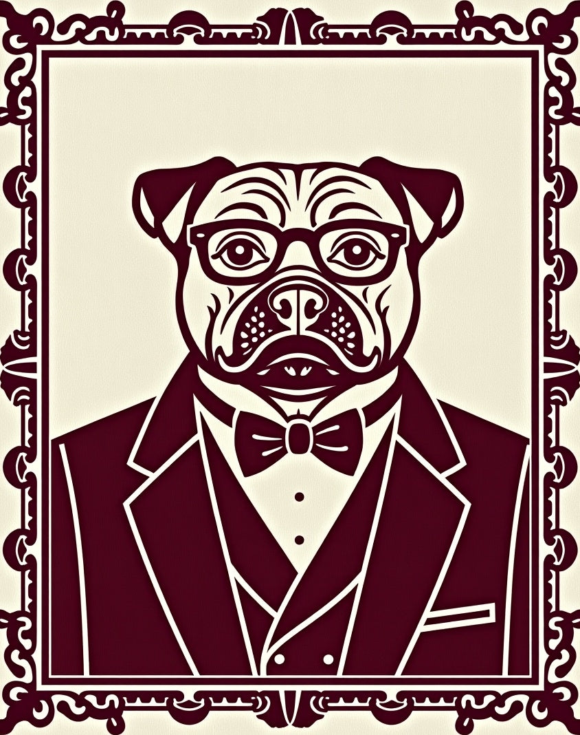 Dapper Pug Gentleman in Suit Rug