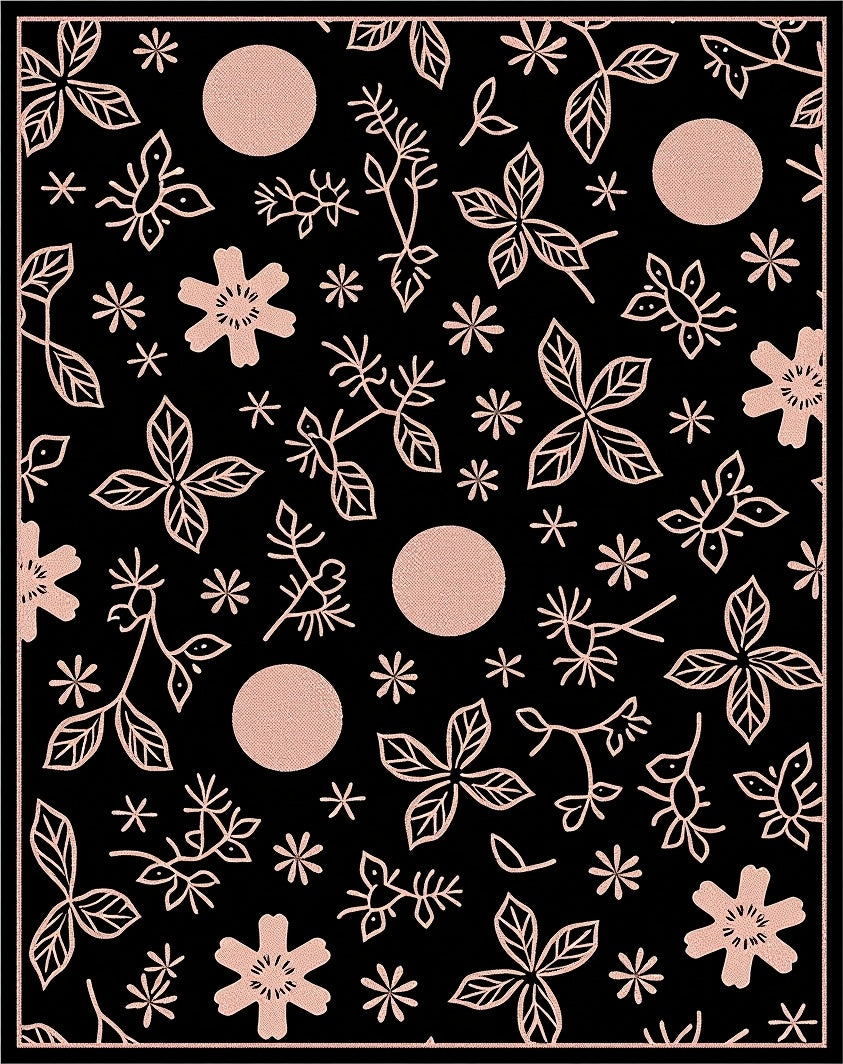 Rose Gold Botanical Scattered Dots Rug