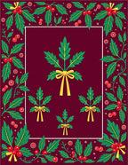 Whimsical Green Holly Berry Ribbon Rug