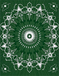 Emerald Green Circular Starburst Mandala Rug