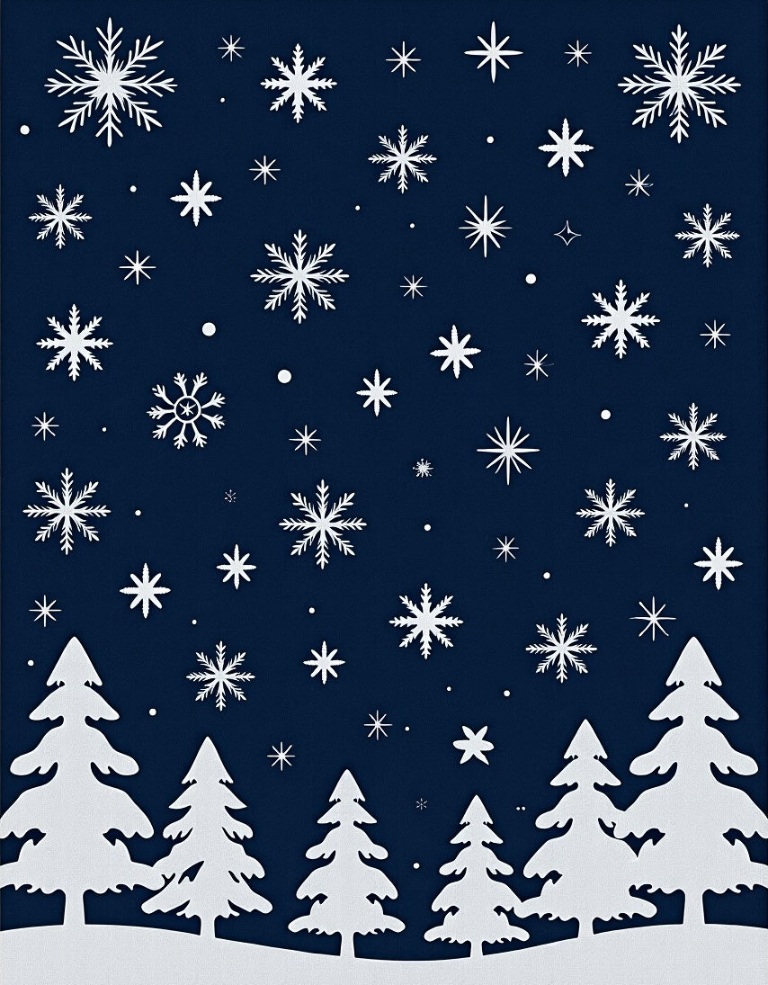 Winter Snowfall Evergreen Silhouette Rug