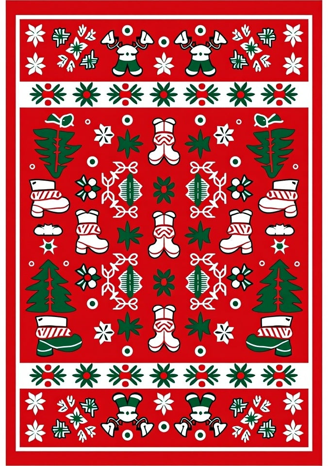 Festive Red Christmas Character Boots Rug