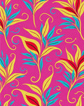 Vibrant Yellow Blue Red Floral Swirl Rug