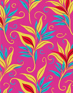 Vibrant Yellow Blue Red Floral Swirl Rug
