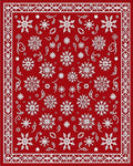 Crimson White Snowflake Holiday Medallion Rug
