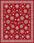 Crimson White Snowflake Holiday Medallion Rug