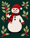 Festive Snowman Holly Garland Rug