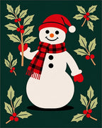 Festive Snowman Holly Garland Rug