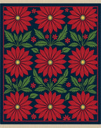 Vibrant Red Floral Garden Night Rug