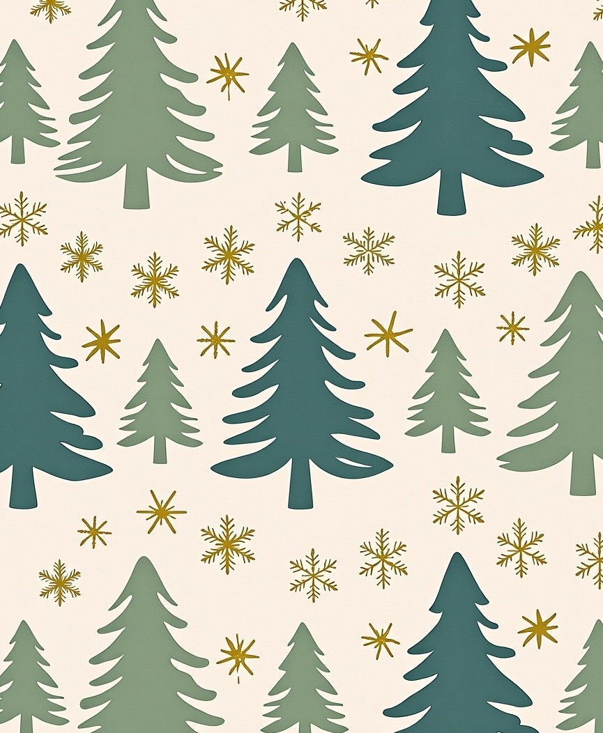 Winter Evergreen Snowflakes Trees Rug