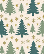 Winter Evergreen Snowflakes Trees Rug