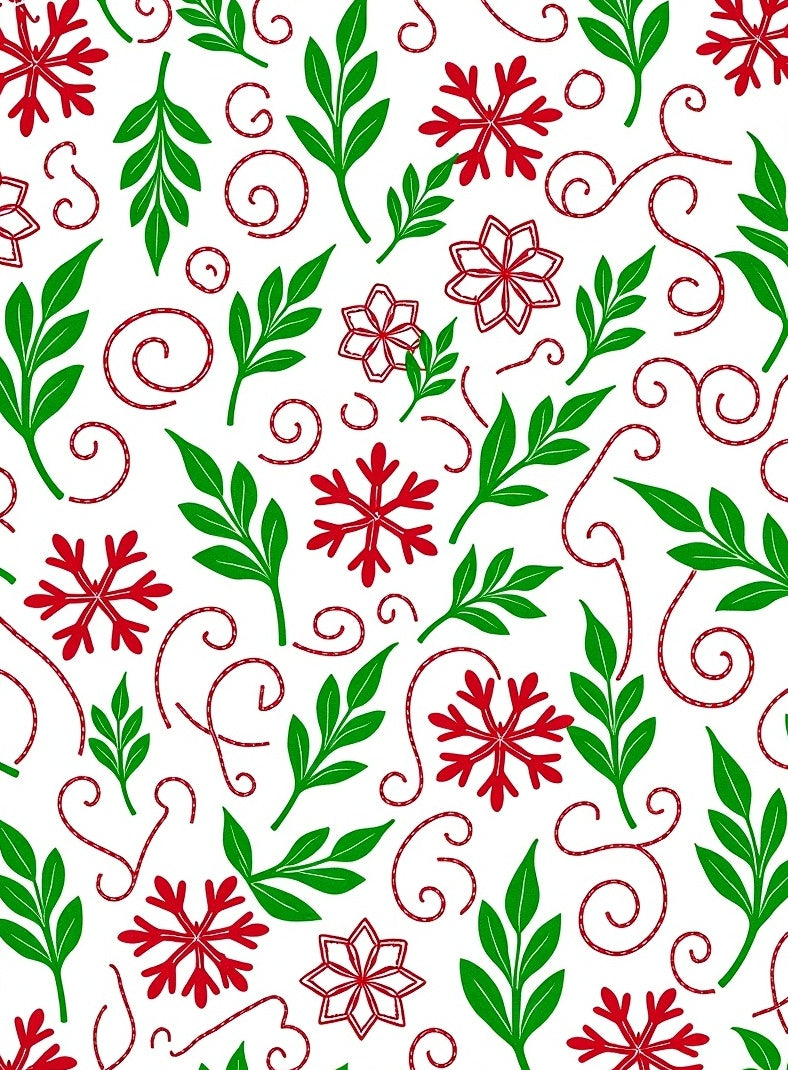 Holiday Red Green Snowflake Swirls Rug