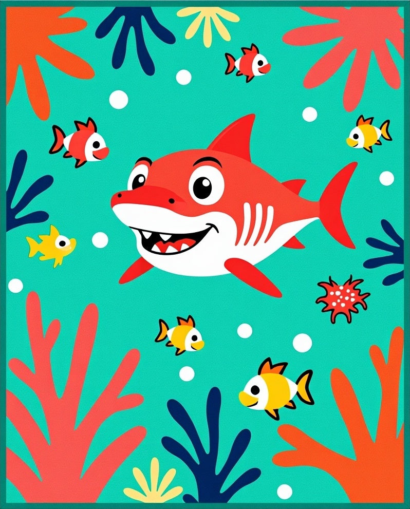 Playful Red Shark Undersea Friends Rug