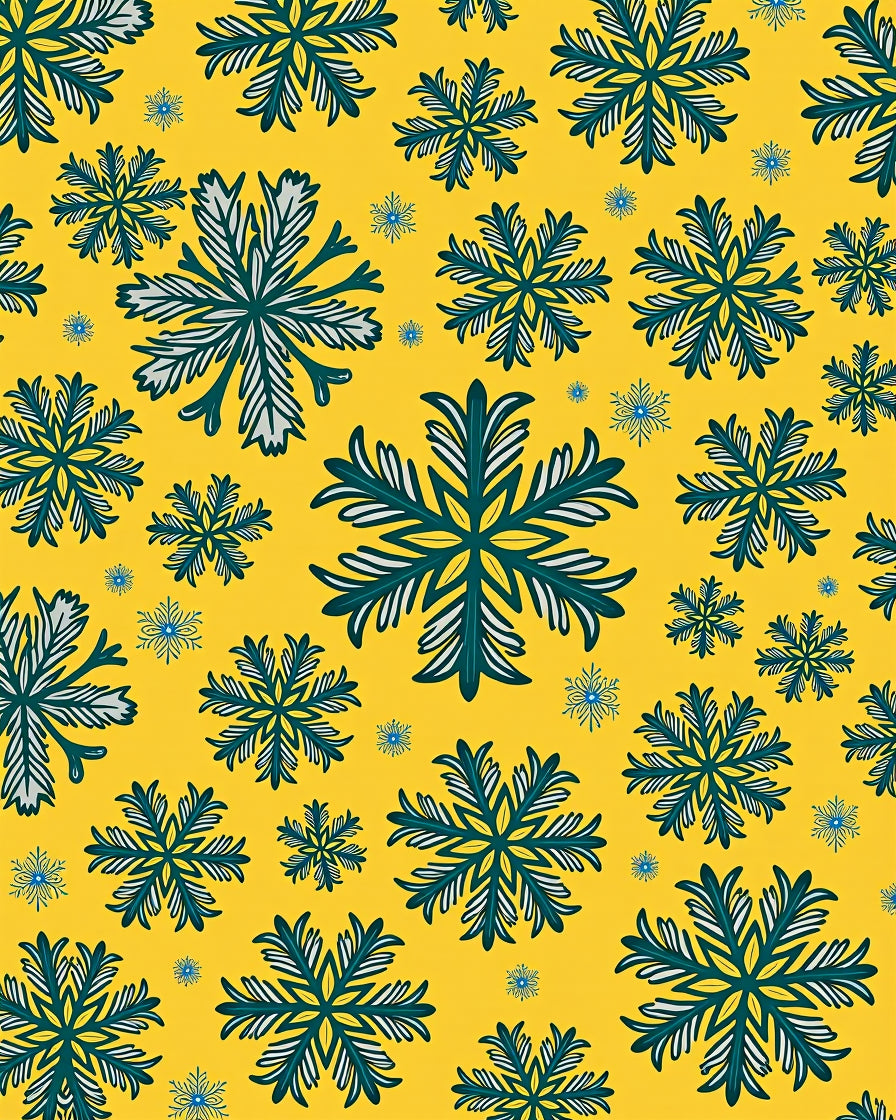 Yellow Teal Snowflake Scatter Rug
