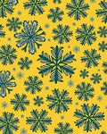 Yellow Teal Snowflake Scatter Rug