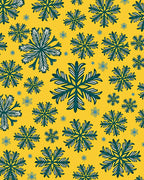 Yellow Teal Snowflake Scatter Rug