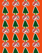 Festive Red White Tree Accents Rug