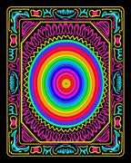Vibrant Rainbow Concentric Circles Frame Rug