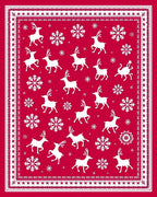 Reindeer Snowflake Crimson Festive Rug