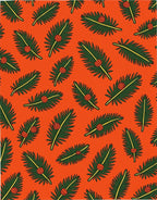 Christmas Pine Sprig Orange Red Rug