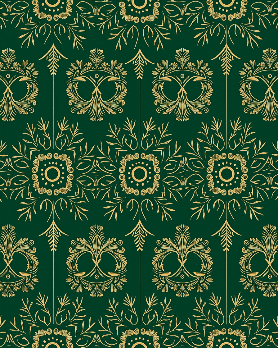 Emerald Gold Medallion Floral Repeating Rug