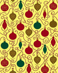 Christmas Ornaments Swirling Vine Yellow Rug