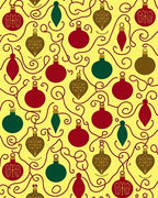 Christmas Ornaments Swirling Vine Yellow Rug