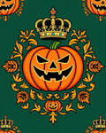 Orange Jack-o-Lantern Crown Medallion Rug