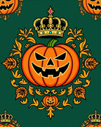 Orange Jack-o-Lantern Crown Medallion Rug