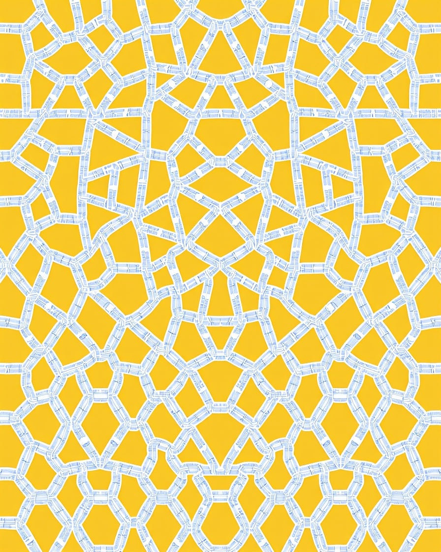 Golden Yellow Geometric Lattice Rug