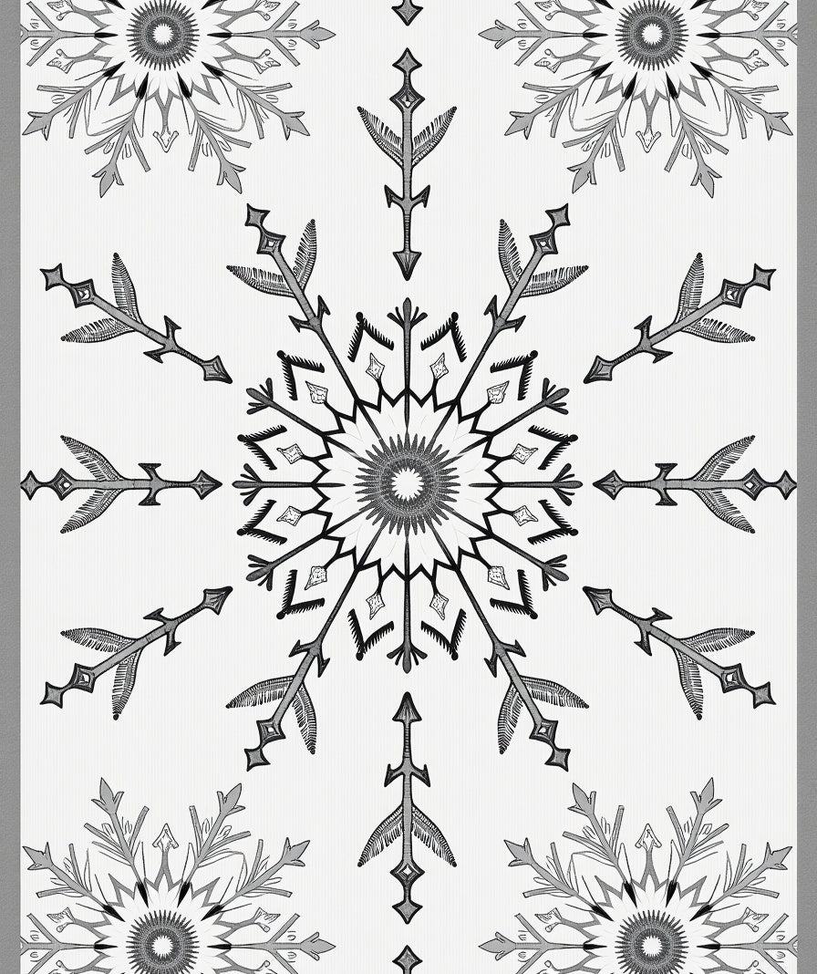 Monochromatic Snowflake Symmetry Garden Rug