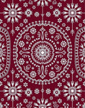 Crimson White Snowflake Mandala Rug