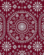 Crimson White Snowflake Mandala Rug