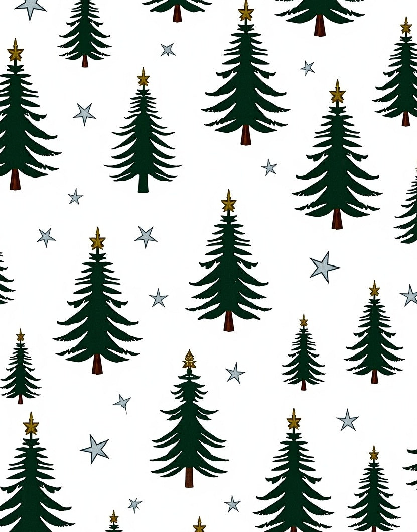 Emerald Pine Trees Sparkle With Stars Rug