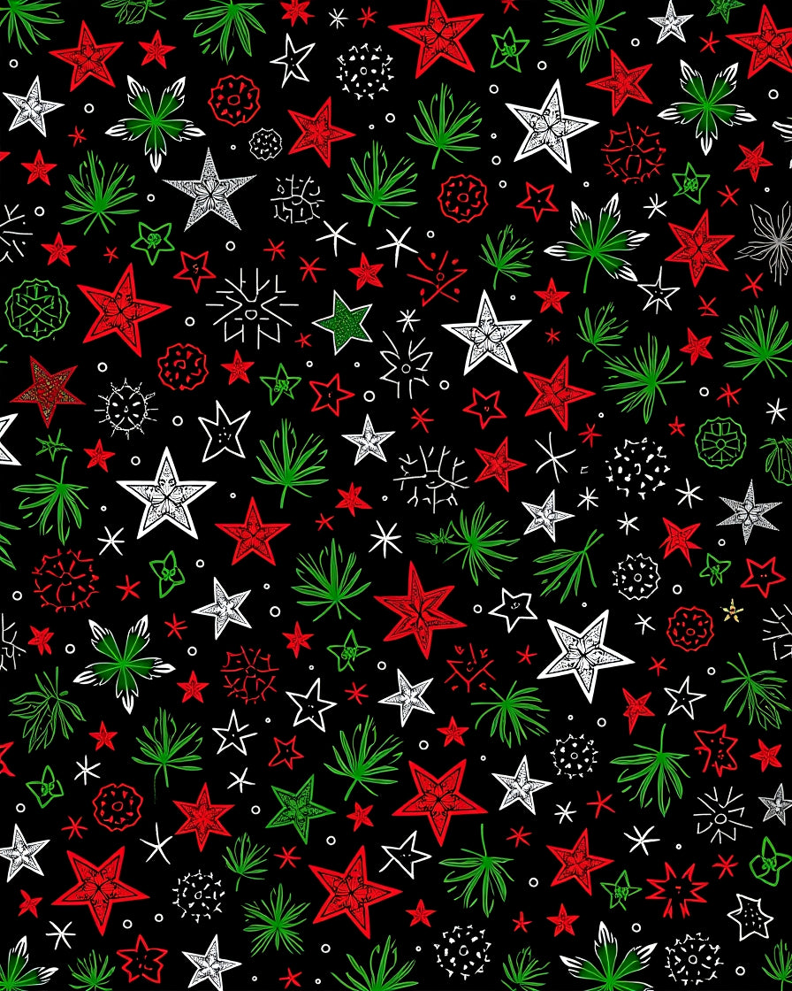 Festive Red Green White Star Scatter Rug