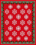 Classic Red White Snowflake Border Rug