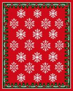Classic Red White Snowflake Border Rug