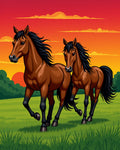 Sunset Gallop Two Horse Meadow Rug