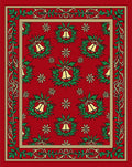Festive Red Bell Wreath Garland Rug