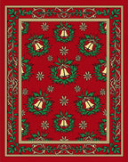 Festive Red Bell Wreath Garland Rug
