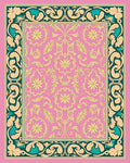 Pink Floral Medallion Border Rug