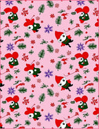 Pink Whimsical Gnome Snowfall Sprigs Rug