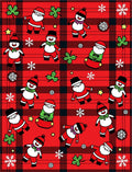 Jolly Santa Snowman Plaid Christmas Rug