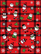 Jolly Santa Snowman Plaid Christmas Rug